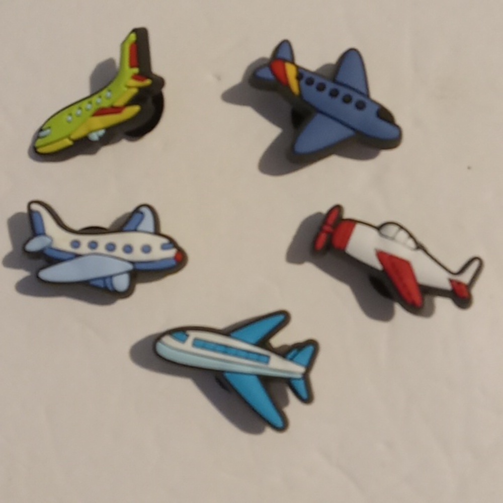 Airplane Croc Charms Set of 5 Aeronautical Jet Themed Jibbetz